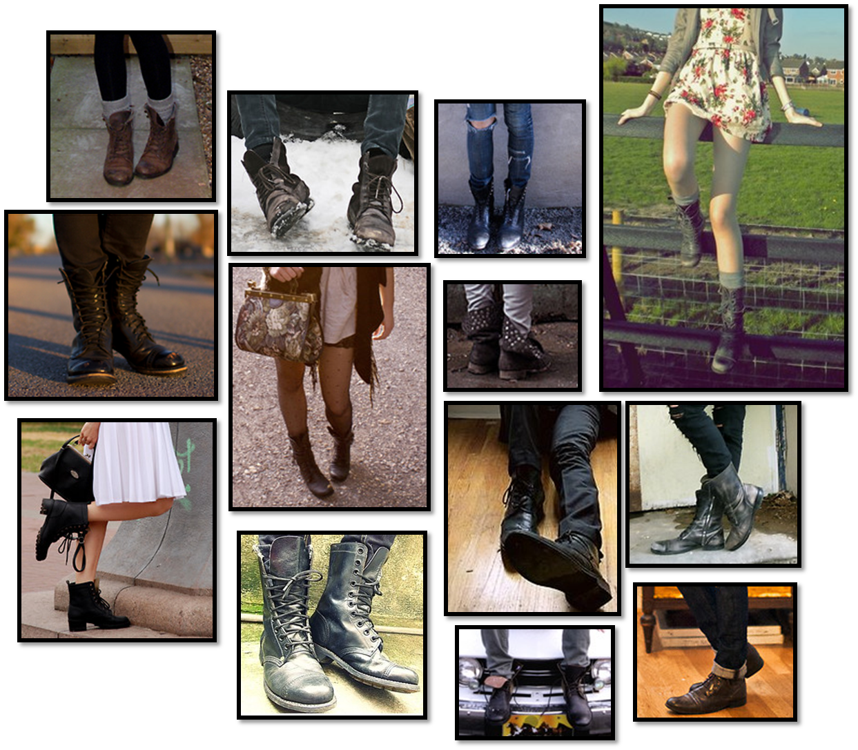 boots collage prints