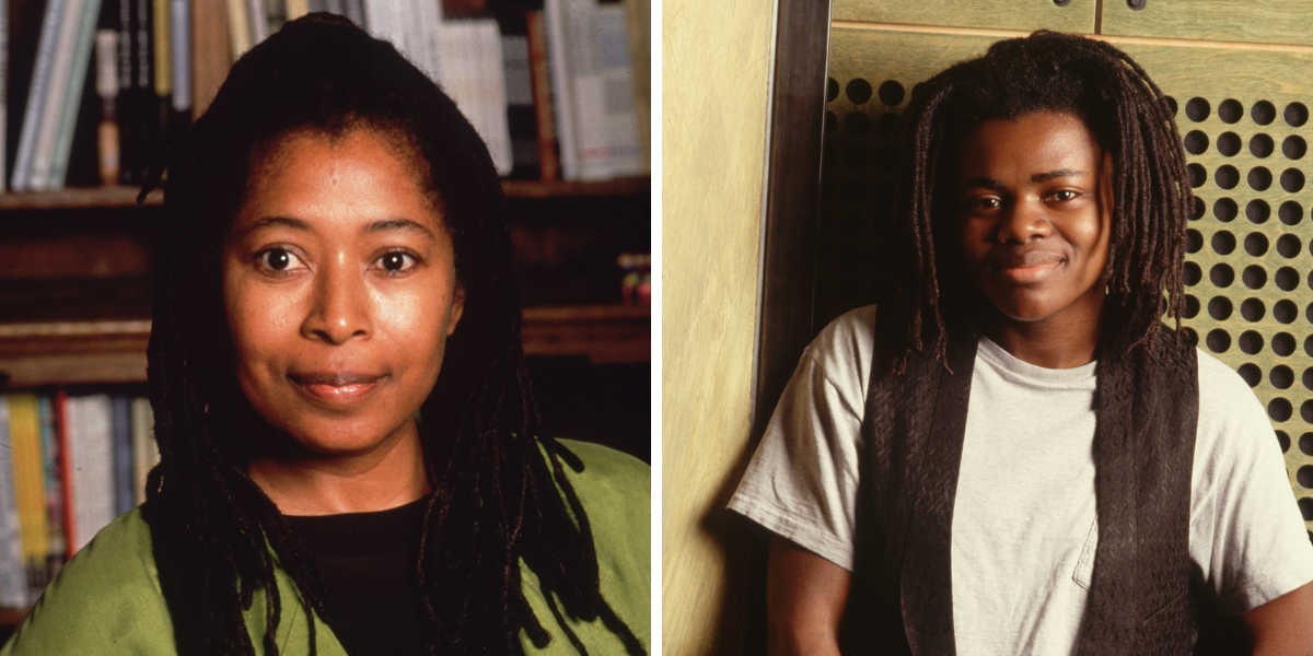 1991: American author Alice Walker posing in front of a bookcase. (Photo by Francesco Da Vinci/Hulton Archive/Getty Images) and tracy Chapman, (Photo by Lynn Goldsmith/Corbis/VCG via Getty Images)