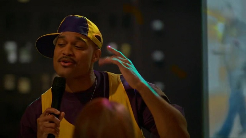Dyonte performs karaoke, dressed as Will Smith from the Fresh Prince of Bel-Air.