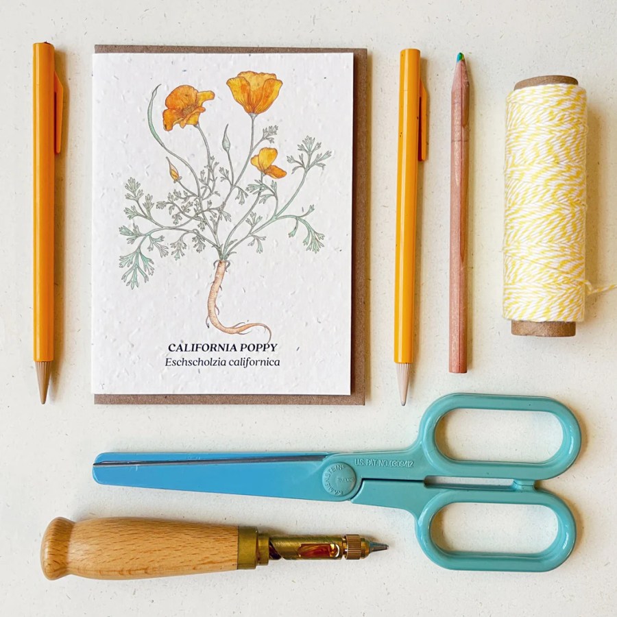 plant card with scissors and thread