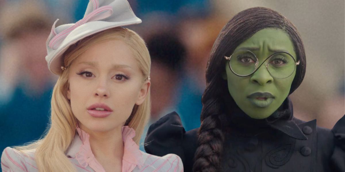 Glinda and Elphaba meeting for the first time