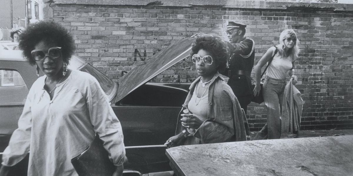 Disco Soundtrack to a Revolution: Vicki Wickham Patti Labelle Sarah Dash walk next to a car with sunglasses on.