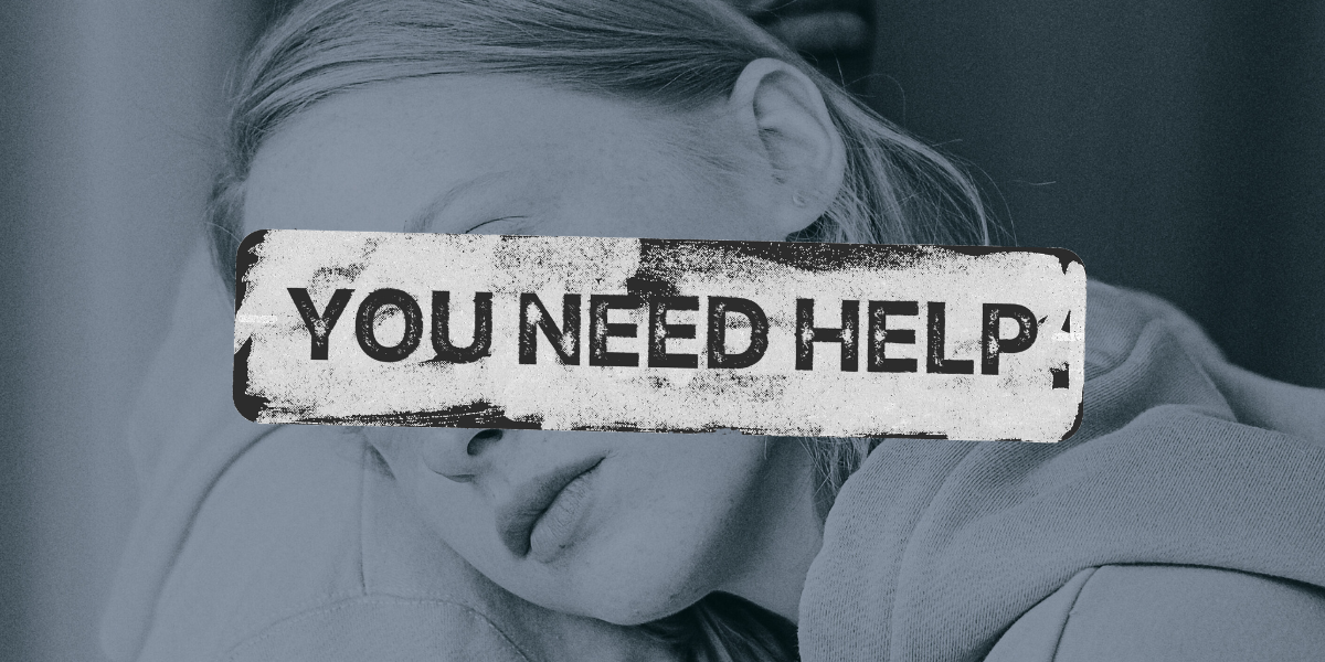 YOU NEED HELP: a distressed person leans on another person