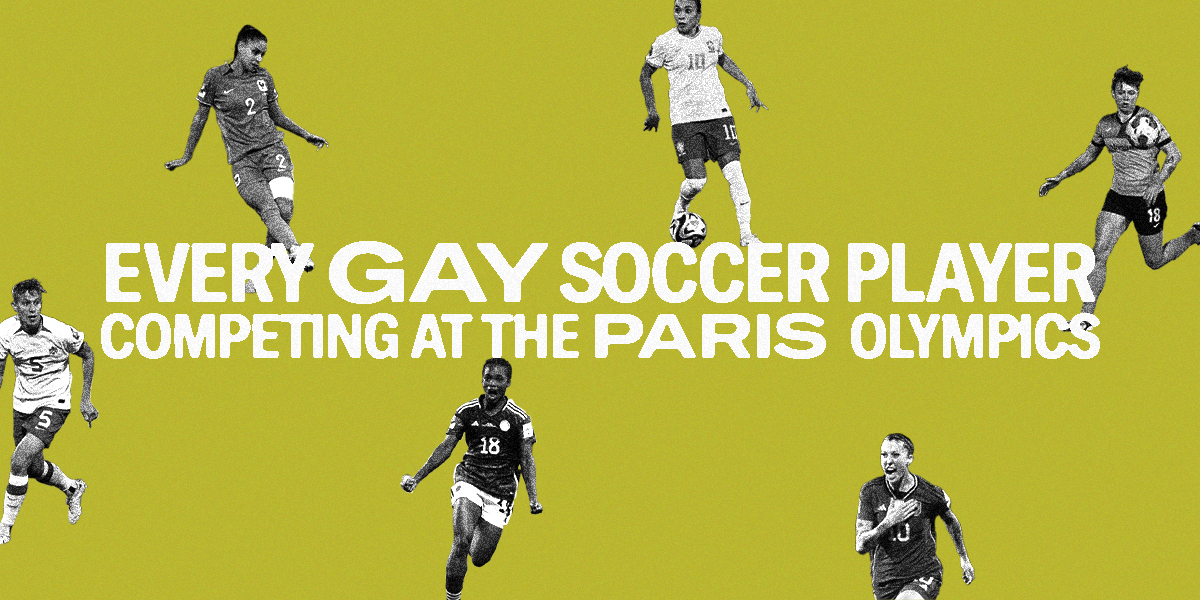 banner for every gay soccer player competing in the paris olympics