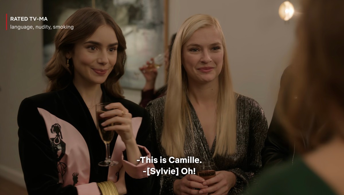 Emily introduicng Camille. "This is Camille" 