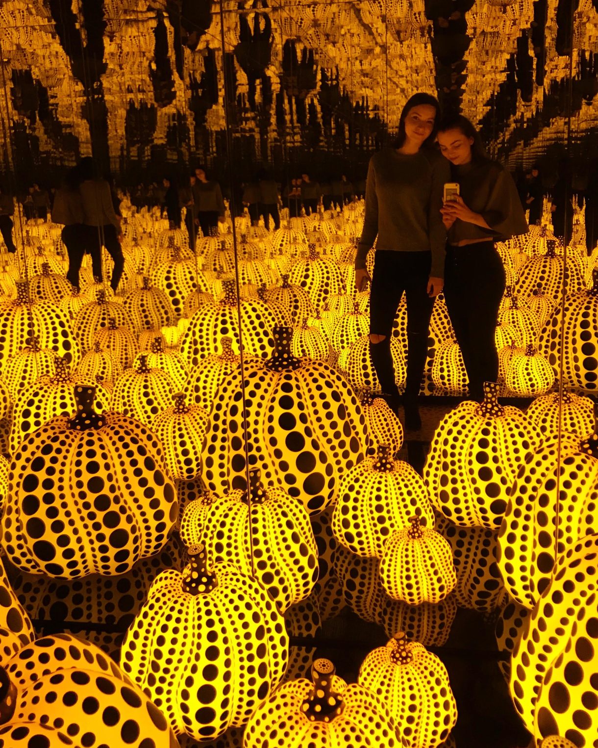 the author in a Yayoi Kusama exhibition