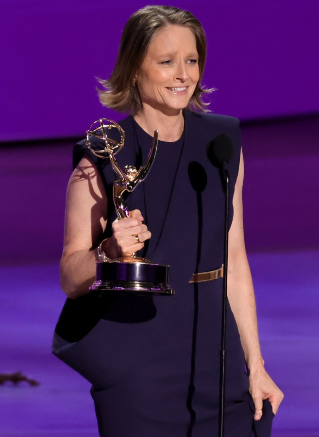 LOS ANGELES, CALIFORNIA - SEPTEMBER 15: Jodie Foster accepts the Outstanding Lead Actress in a Limited or Anthology Series or Movie award for “True Detective” speaks onstage during the 76th Primetime Emmy Awards at Peacock Theater on September 15, 2024 in Los Angeles, California. (Photo by Kevin Winter/Getty Images)