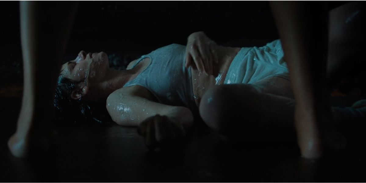 Lou in amniotic fluid in the Love Lies Bleeding sex scene