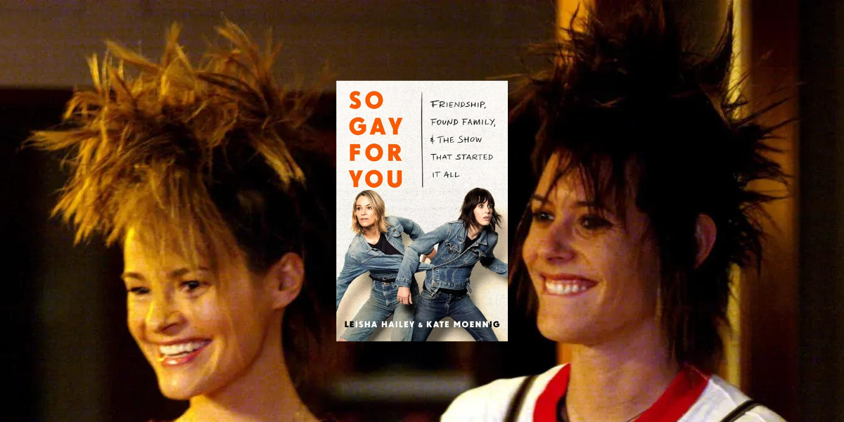 kate moenning and leisha hailey with their book cover so gay for you