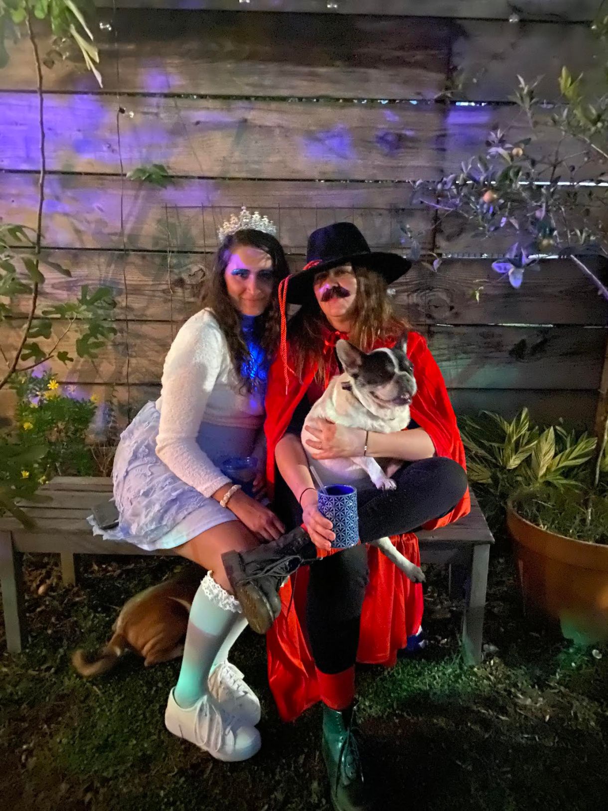 Kayla and Kristen dressed as Queen Frostine and Lord Licorice from Candyland for Halloween