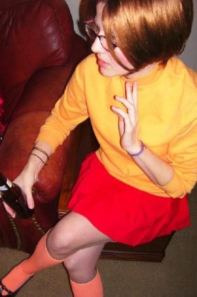 Kristen dressed as Velma for Halloween