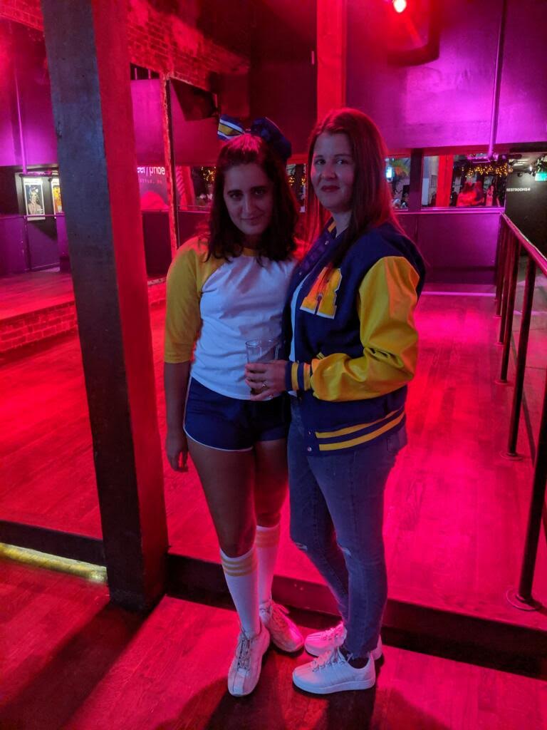 Kayla and Kristen dressed as Veronica and Archie from Riverdale for Halloween