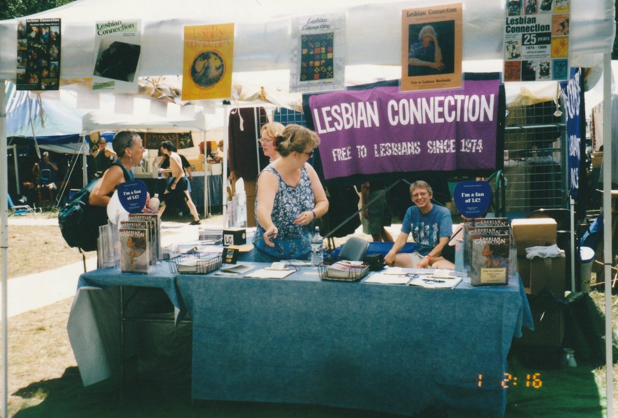 booth at michfest for lesbian connection in 2002