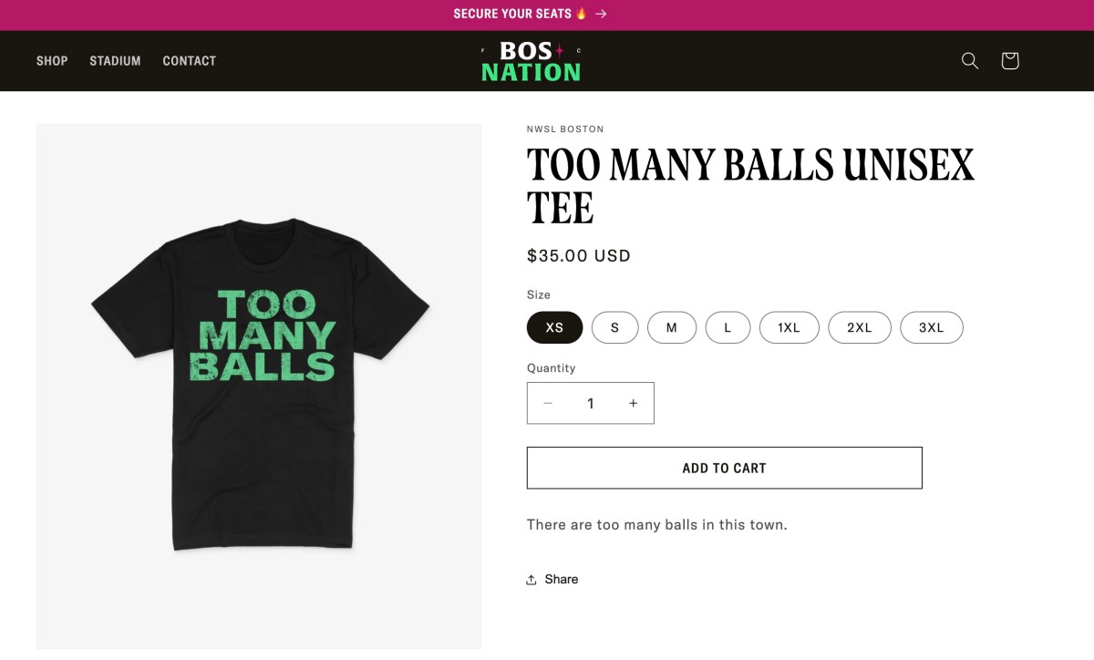 "Too Many Balls Unisex Tee Regular price$35.00 USD"