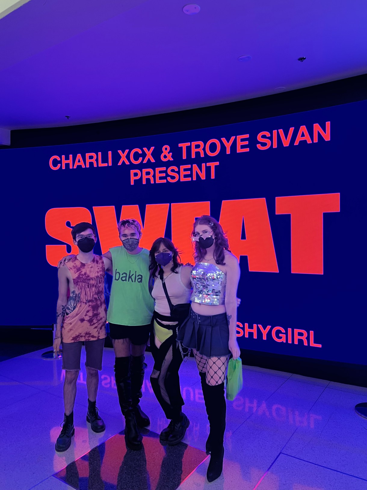 the author, her gf, and two friends at SWEAT tour