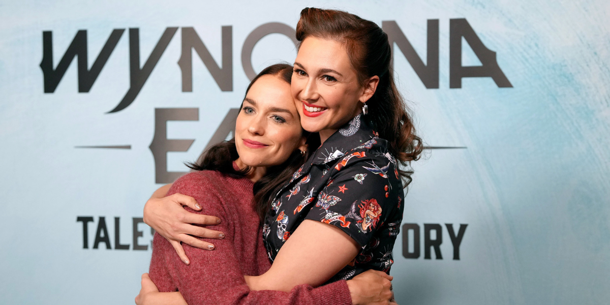 NEW YORK, NEW YORK - OCTOBER 19: Audible Original “Wynonna Earp: Tales from Purgatory” Series Stars Melanie Scrofano and Katherine Barrell at “Welcome Back to Purgatory” Fan Event at NYCC on October 19, 2024 in New York City. (Photo by Ilya S. Savenok/Getty Images for Audible)