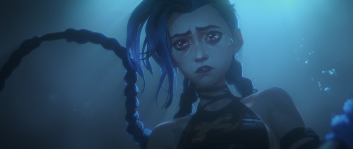 Jinx floating underwater looking sad