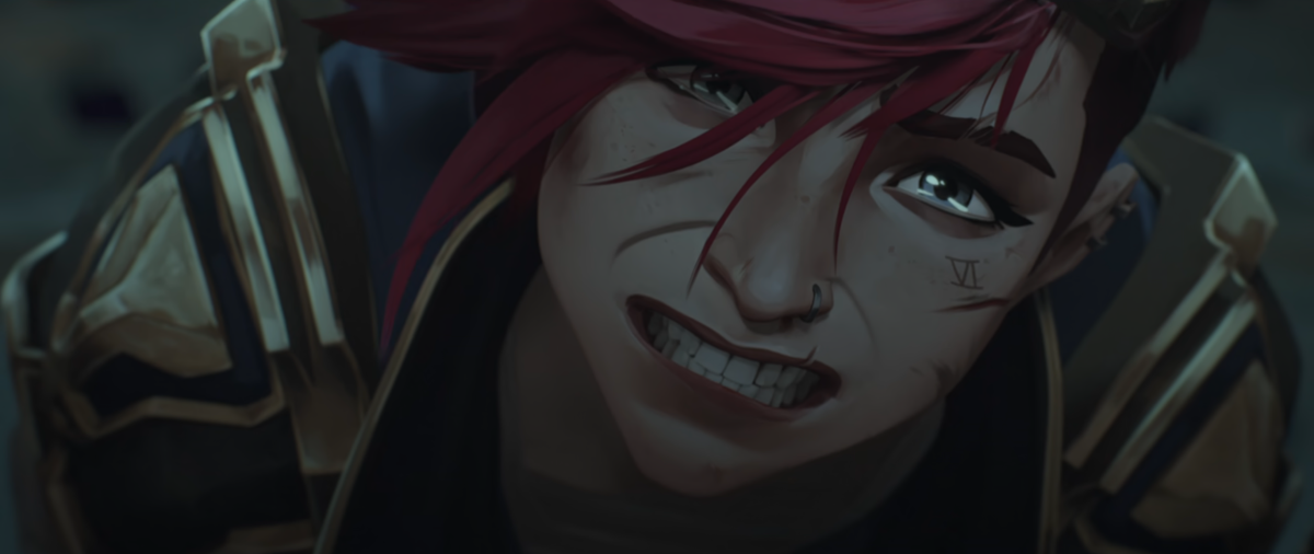 Arcane season two: Vi buckles with tears in her eyes after Caitlyn hits her with the butt of her gun