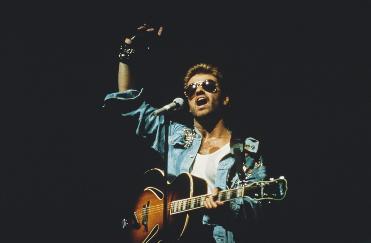 English singer and songwriter George Michael (1963-2016) performing on stage during the Japanese/Australasian leg of his Faith World Tour, February-March 1988. (Photo by Michael Putland/Getty Images)