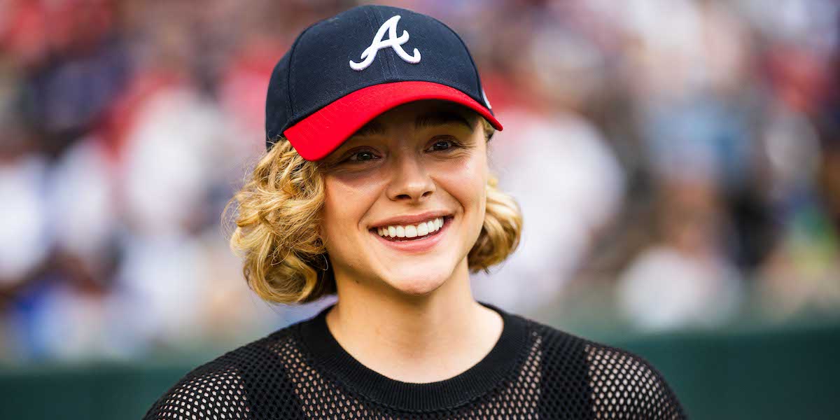 ATLANTA, GA - JUlLY 04: Chloë Grace Moretz gives the play ball announcement before the game between the Atlanta Braves and the San Francisco Giants at Truist Park on July 4, 2024 in Atlanta, Georgia. (Photo by Kevin D. Liles/Atlanta Braves/Getty Images)