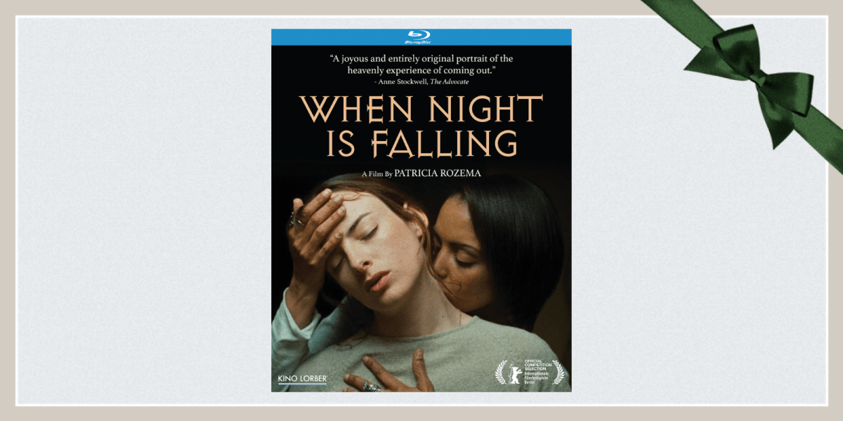 The Blu-Ray cover of When Night Is Falling with a green ribbon in the corner.