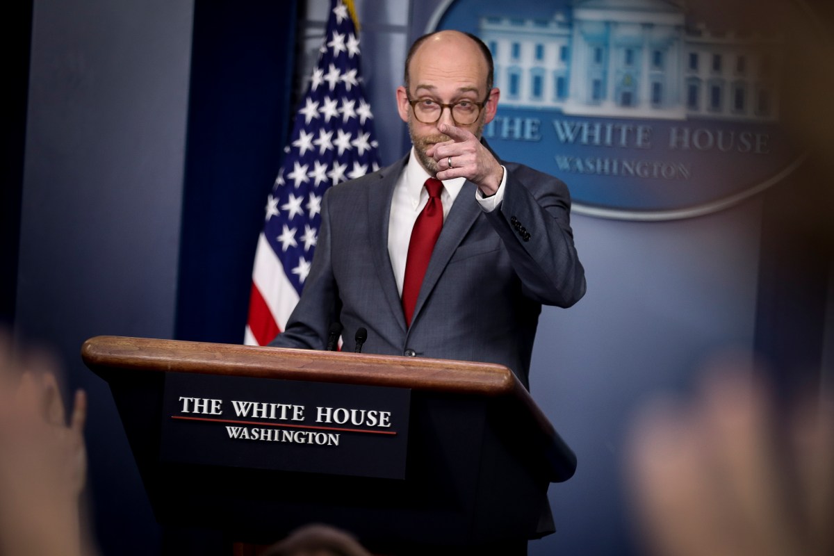 WASHINGTON, DC - March 11: Office of Management and Budget Acting Director Russell Vought, takes questions from reporters during a press briefing in the Brady Press Briefing Room of the White House, on March 11, 2019, in Washington, DC.(Photo by Oliver Contreras/For The Washington Post via Getty Images)