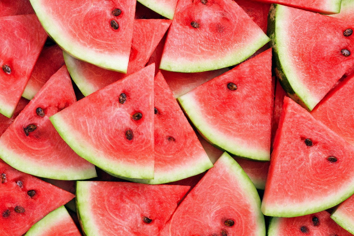 heap of watermelon slices as background