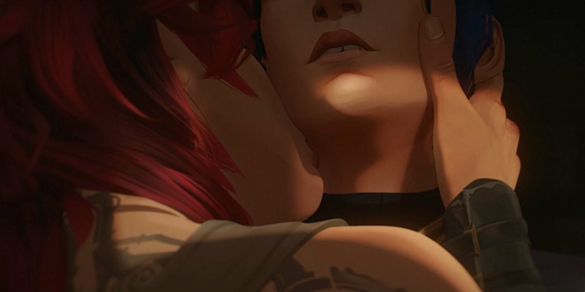 A close up from the CatVi sex scene in Arcane