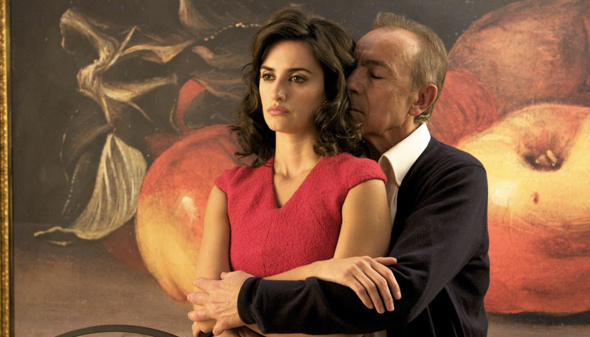 Every Pedro Almodóvar movie ranked: Penélope Cruz is embraced from behind by an older man.