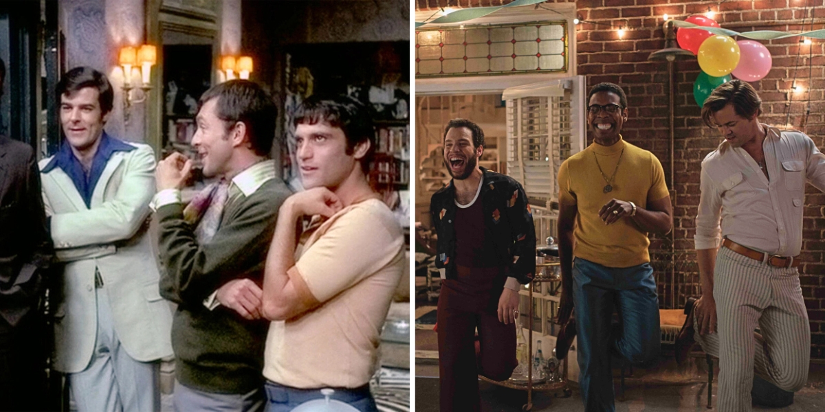 The best gay movies of all time: side by side images from the original Boys in the Band and the remake.