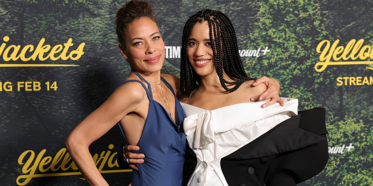 Tawny Cypress and Jasmin Savoy Brown at the Yellowjackets premiere