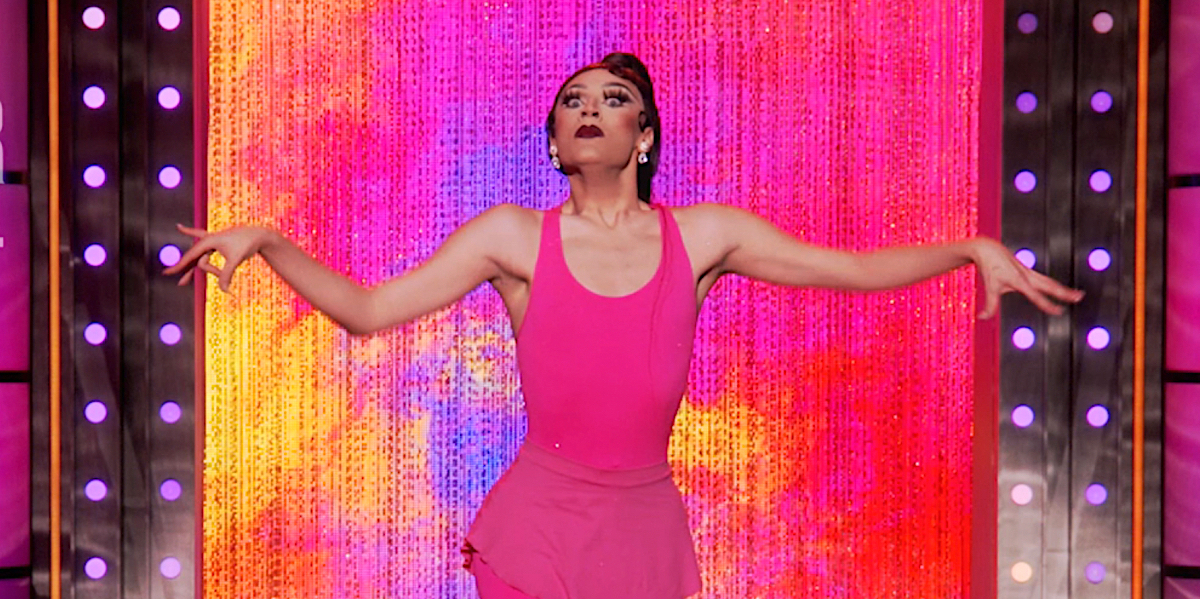 RuPaul's Drag Race 1712 recap: Jewels looks up mid interpretive dance wide eyed in all pink